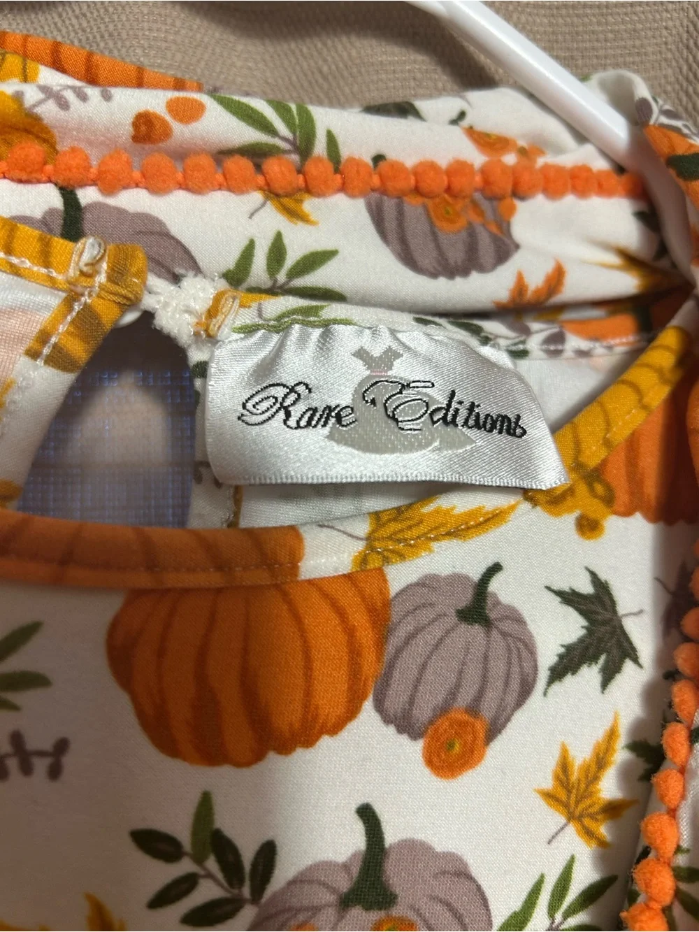 Girls 14 RARE EDITIONS Fall Pumpkin Theme Dress Matching Scarf